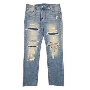 H&M Mens Skinny Fit Distressed Blue Jeans Size 36x32 Denim Pants